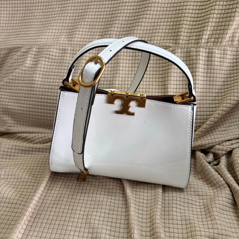 Tory Burch White Shoulder Bag with Gold Details
